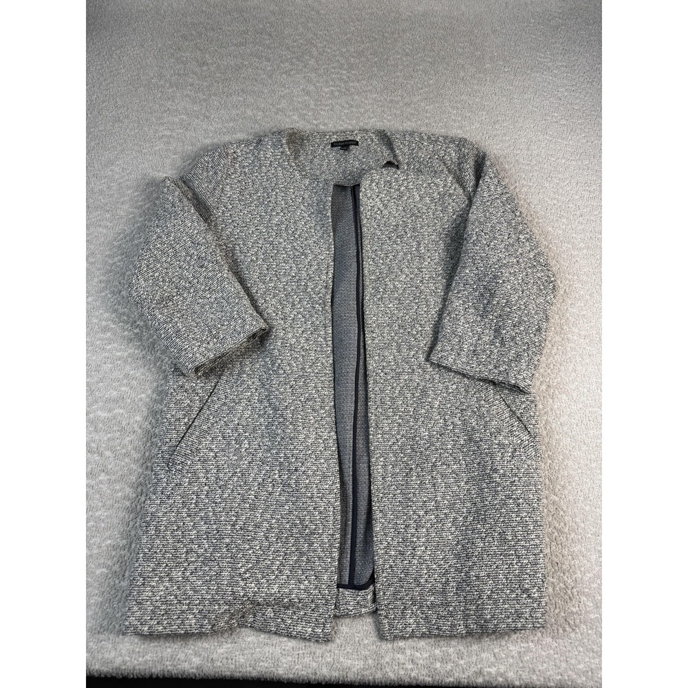 Eileen Fisher Jacket Womens XS Gray Open Front Textured Knit‎ Italian Fabric
